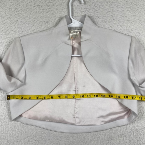 Daymor Couture Bolero Jacket Womens 8 Silver Champagne Cropped Open Front Formal - Picture 7 of 11